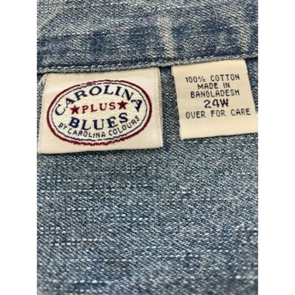 Carolina Blues by Carolina Colours Vest Womens Size 24W Blue Denim Button Up - Picture 3 of 4